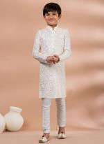 Viscose White Traditional Wear Digital Printed Kids Kurta Pajama